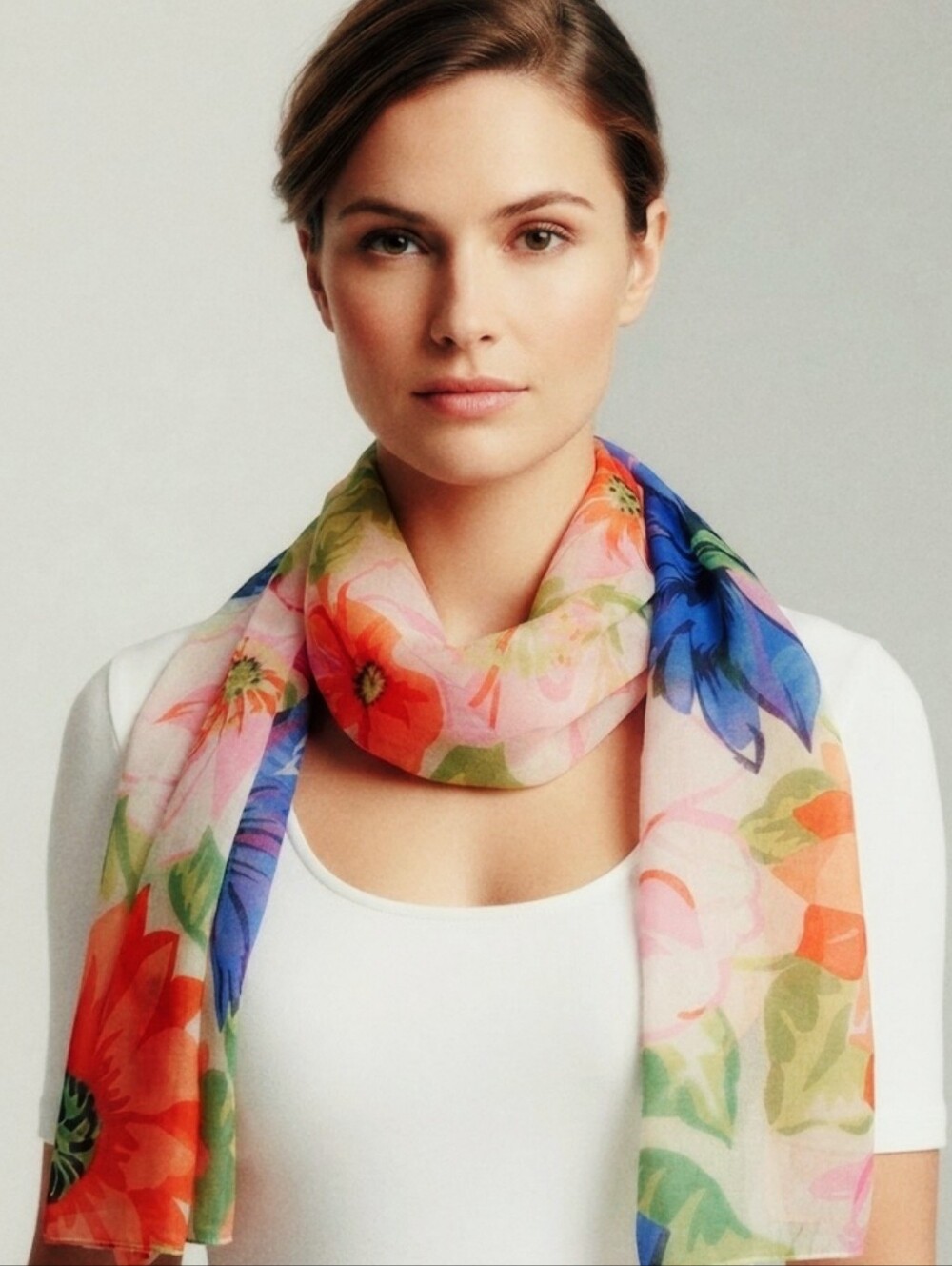 Diane von Furstenberg sheer floral rectangle scarf